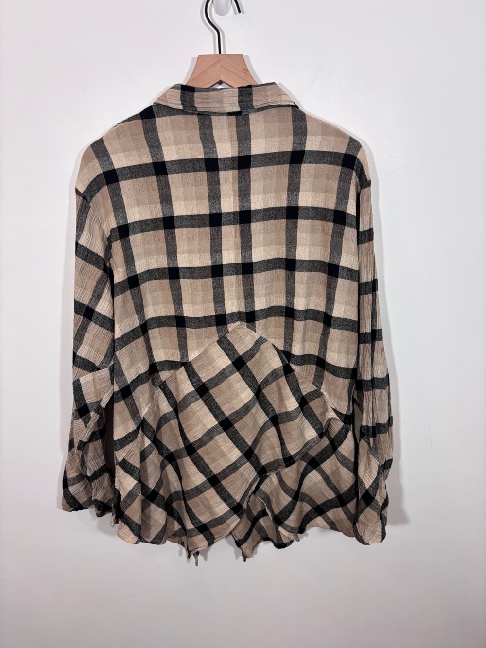 Mill Valley Hobo Shirt XL asymmetric button-down plaid shirt Lagenlook Artsy - Picture 7 of 11
